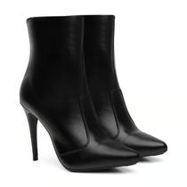 Bota Feminina Preta Cano Curto Salto Alto Fino Elegante Bono Rock