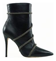 Bota Feminina Preta com Strass Couro Cecconello Salto Alto Fino 11cm Bota Feminina Preta com Strass Couro Cecconello Salto Alto Fino 11cm