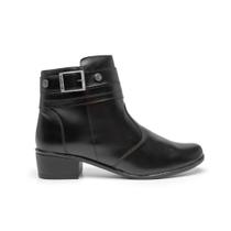 Bota Feminina Preta Couro Ankle Boot Casual Confortável Botinha Cano Curto Moderna e Versátil