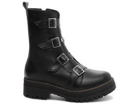 Bota Feminina Preta Elegante com Fivela Conforto Estilosa