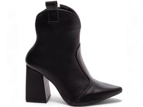Bota Feminina Preta Elegante com Fivela Salto Conforto