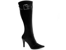 Bota Feminina Preta Elegante com Fivela Salto Conforto