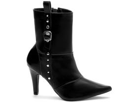 Bota Feminina Preta Elegante com Fivela Salto Conforto