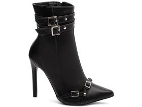 Bota Feminina Preta Elegante com Fivela Salto Conforto