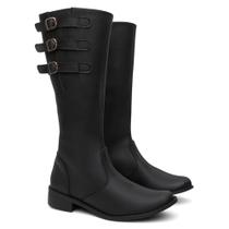 Bota Feminina Preta Montaria C Ajuste Estilosa Detalhe Fivela Lateral- 37 Bota Feminina Preta Montaria C Ajuste Estilosa Detalhe Fivela Lateral- 37