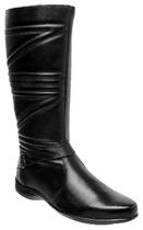 Bota Feminina Preta Rasteira Cano Longo Em Couro 05711 Bota Feminina Preta Rasteira Cano Longo Em Couro 05711