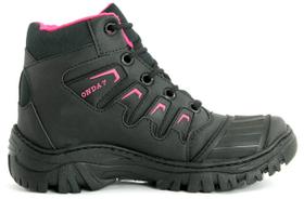 Bota Feminina Preta Tênis Preto Pink De Motoqueira Sola Blaqueada