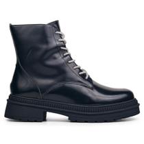 Bota Feminina Preta Verniz Brilhante Solado Tratorado Bota Feminina Preta Verniz Brilhante Solado Tratorado