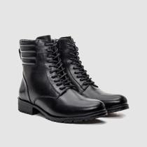 Bota Feminina Preto Cadarço Cano Alto Escuro Couro Inverno Sofisticação E Estilo Zapattero