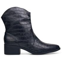 Bota Feminina Preto Craquelado Country Western Texana Zíper Bota Feminina Preto Craquelado Country Western Texana Zíper