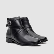 Bota Feminina Preto Premium Moderno Couro Legítimo Ziper Inverno Zapattero Bota Feminina Preto Premium Moderno Couro Legítimo Ziper Inverno Zapattero