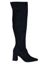 Bota Feminina Quiz Over Camurça Stretch Salto 63307012 Preto