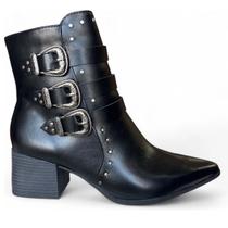 Bota feminina ramarim 59133 salto montaria 5 centimetros bico fino