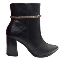 Bota feminina ramarim 68102 couro salto bloco alto bico fino