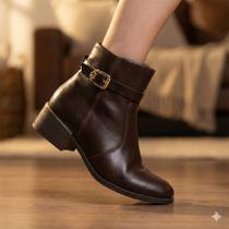 Bota Feminina Ramarim Cano Curto Couro Café Bota Feminina Ramarim Cano Curto Couro Café