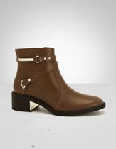 Bota Feminina Ramarim Couro Legítimo Cano Curto Bico Redondo Confortável Casual Montaria Original