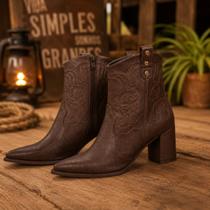 Bota Feminina Ramarim Couro Legítimo Cano Médio Salto Bloco Bota Feminina Ramarim Couro Legítimo Cano Médio Salto Bloco