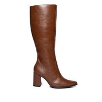 Bota Feminina Ramarim Napa Burnished Zíper Marrom Claro