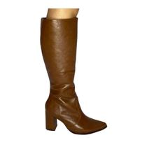 Bota Feminina Ramarim Salto Alto Cano Longo Napa Shine Plus Capuccino