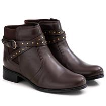 Bota Feminina Ranster Couro Legítimo Estilo E Elegante Tamanho:33 BRCor:Café