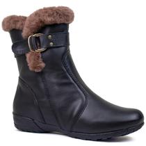 Bota Feminina Rasteira com pelo forrada em lã natural Vancouver Ref.:19792