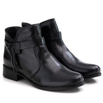 Bota Feminina Rasteira em Couro Preto e Marrom com Ziper Palmilha em Gel Bota Feminina Rasteira em Couro Preto e Marrom com Ziper Palmilha em Gel