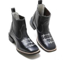 Bota Feminina RR Botas Texana Country em Couro Boradado Arame Bico Quadrado