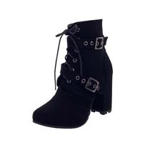 Bota feminina salto alto bloco preto er189 sapato feminino