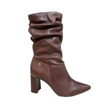 Bota Feminina Salto Alto Tanara Couro Bico Fino Original