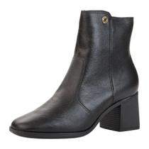 Bota Feminina Salto Baixo Bloco Couro Confortavel Bebece