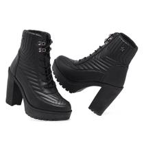 Bota Feminina Salto Bloco Alto Casual Cano Alto FlatForm Confort Bota Feminina Salto Bloco Alto Casual Cano Alto FlatForm Confort