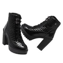Bota Feminina Salto Bloco Alto Casual Cano Alto FlatForm Confort Bota Feminina Salto Bloco Alto Casual Cano Alto FlatForm Confort