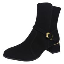 Bota Feminina Salto Bloco Baixo Conforto Peça Dourada Cacci Bota Feminina Salto Bloco Baixo Conforto Peça Dourada Cacci