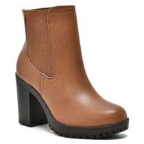 Bota Feminina Salto Bloco Caramelo Via Marte 014-008-01
