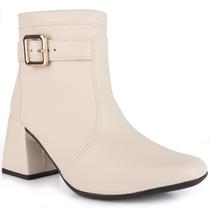 Bota Feminina Salto Bloco Grosso 7cm Cano Curto Zíper Moda Casual Inverno Elegante Antiderrapante Bota Feminina Salto Bloco Grosso 7cm Cano Curto Zíper Moda Casual Inverno Elegante Antiderrapante