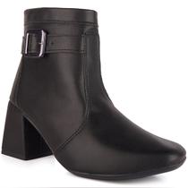 Bota Feminina Salto Bloco Grosso 7cm Cano Curto Zíper Moda Casual Inverno Elegante Antiderrapante Bota Feminina Salto Bloco Grosso 7cm Cano Curto Zíper Moda Casual Inverno Elegante Antiderrapante