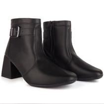 Bota Feminina Salto Bloco Grosso 7cm Cano Curto Zíper Moda Casual Inverno Elegante Antiderrapante Bota Feminina Salto Bloco Grosso 7cm Cano Curto Zíper Moda Casual Inverno Elegante Antiderrapante