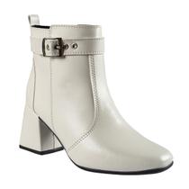 Bota Feminina Salto Bloco Grosso Quadrado Cano Curto Fivela