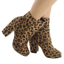 Bota feminina salto bloco onça er136