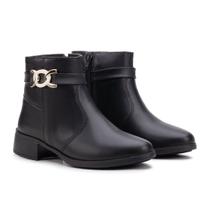 Bota Feminina Salto Confortável Cano Curto Couro Bota Feminina Salto Confortável Cano Curto Couro