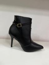 Bota Feminina Salto Fino Bico Fino Couro Via Uno 154043