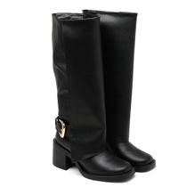 Bota Feminina Salto Grosso Floter Elegante Confortável Preto Bota Feminina Salto Grosso Floter Elegante Confortável Preto