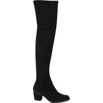 Bota Feminina Salto Grosso Over The Knee Camurça Stretch