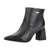 Bota Feminina Salto Medio Bloco Couro Confortavel Bebece