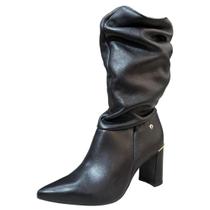 Bota Feminina Salto Medio Couro Design Sofisticado Tanara