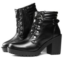 Bota Feminina Salto Tratorado Leve Coturno Candy Ziper Confortavel - 519 S.F