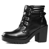 Bota Feminina Salto Tratorado Leve Coturno Candy Ziper Confortavel - 519 S.F