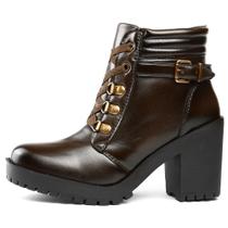 Bota Feminina Salto Tratorado Leve Coturno Candy Ziper Confortavel - 519 S.F