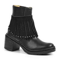 Bota Feminina Sandro Moscoloni Couro Franja Glauci Black