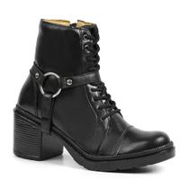 Bota Feminina Sandro Moscoloni Salto Bloco Couro Leda Black